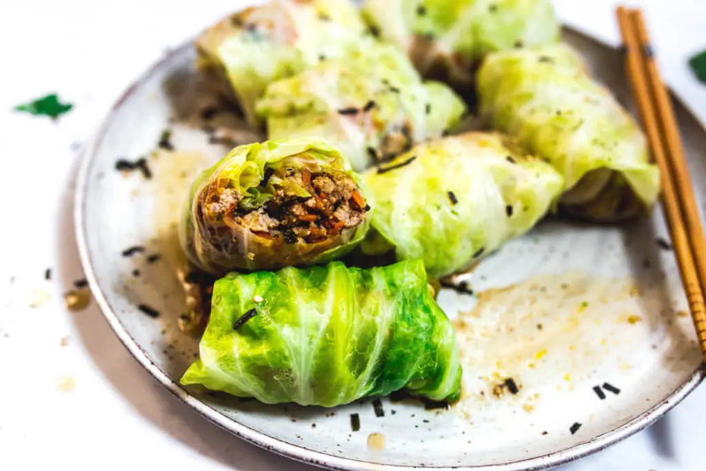 paleo stuffed cabbage rolls - dim sum style (gluten-free, AIP, whole30) via Food by Mars