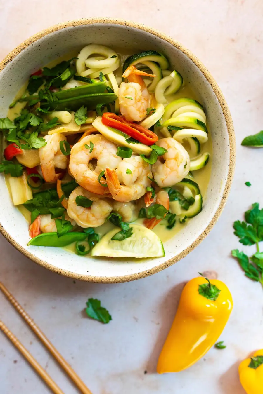 Green Coconut Curry Soup with Shrimp