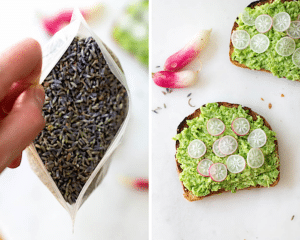 Spring Pea Toasts w/ Radish & Lavender