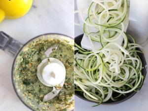 Brunch Zoodles with Lemon Almond Pesto (GF)