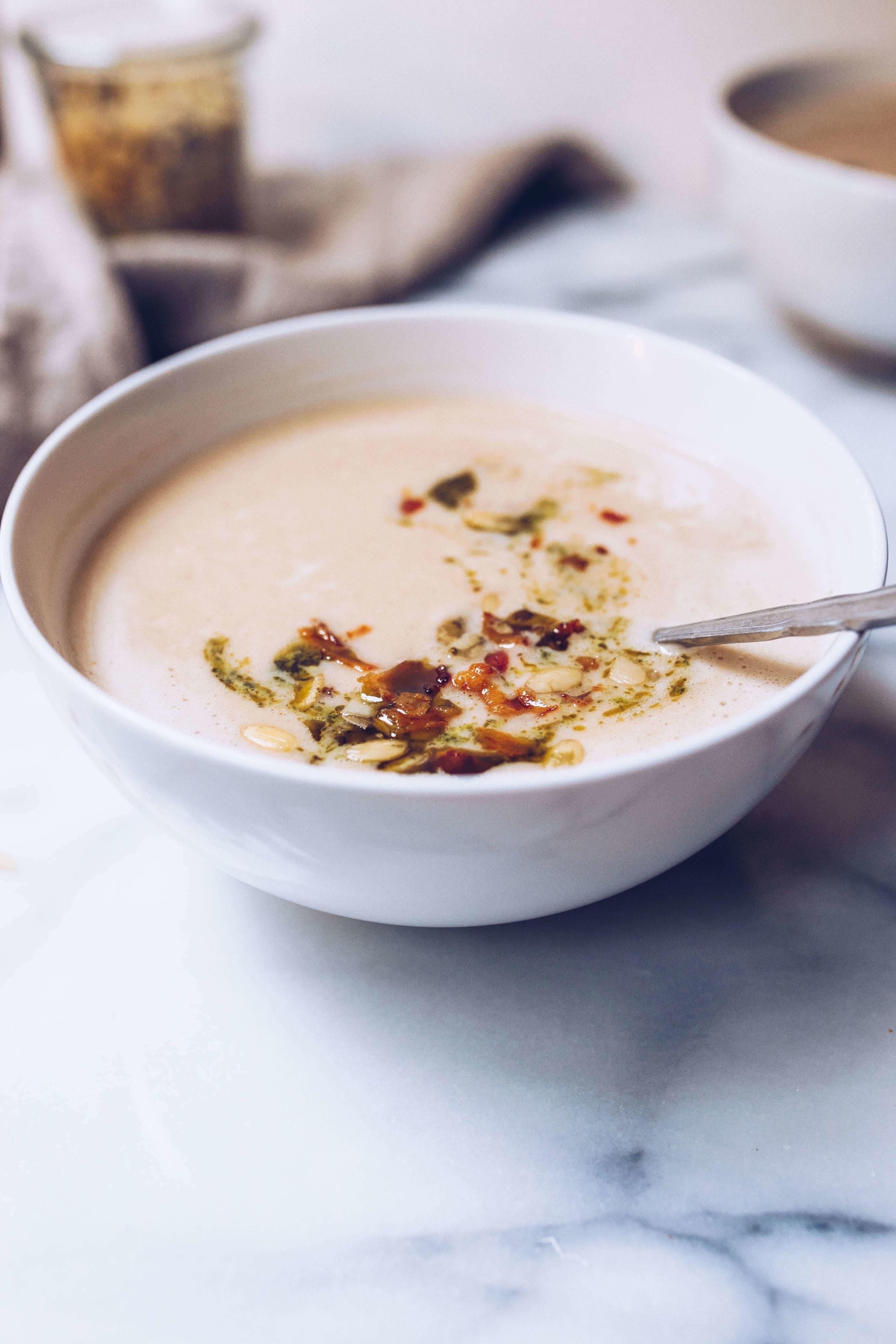 Creamy Roasted Cauliflower Soup recipe (AIP, Paleo, Whole 30) via Food by Mars