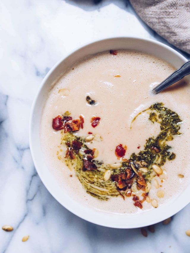 Creamy Roasted Cauliflower Soup (AIP, Paleo, Whole 30) via Food by Mars
