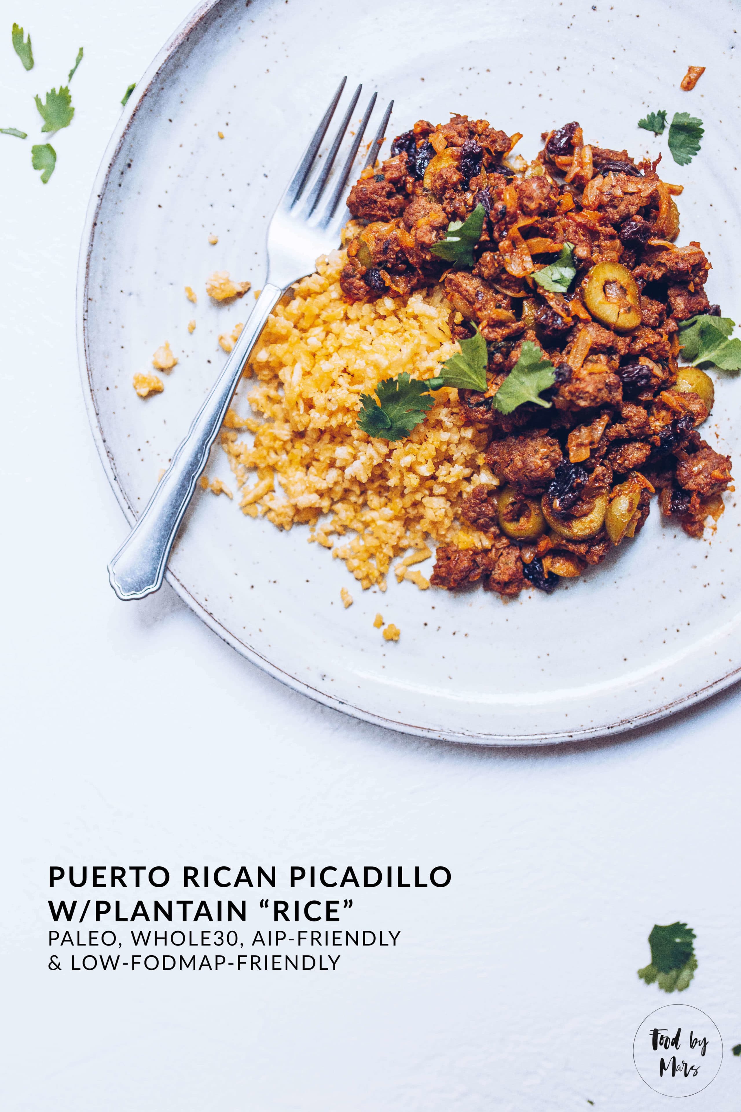 Puerto Rican Picadillo with Plantain Rice (Paleo, AIP-friendly, Whole30, Low FODMAP-friendly) via Food by Mars