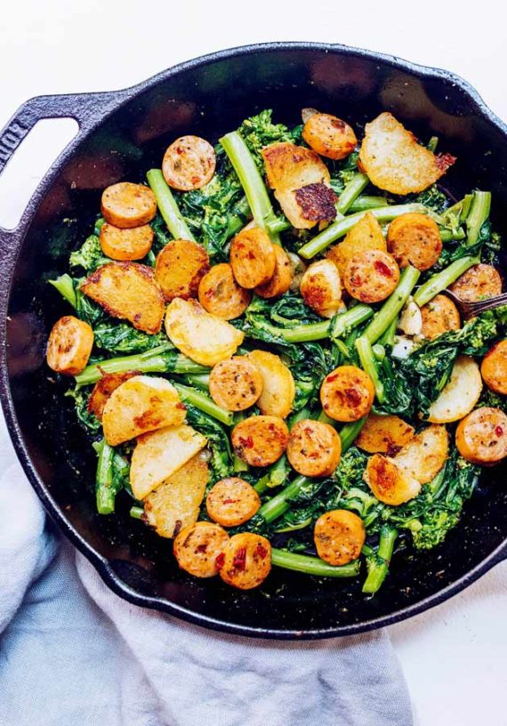 Chicken Sausage and Broccoli Rabe Skillet (Paleo, Whole30) via Food by Mars