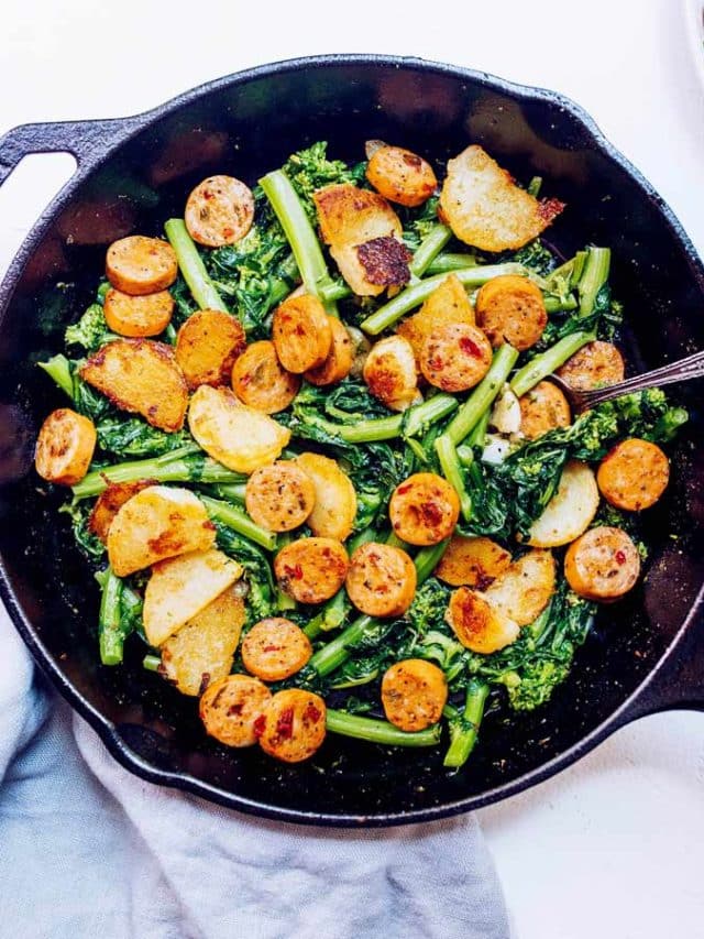 Chicken Sausage and Broccoli Rabe Skillet (Paleo, Whole30) via Food by Mars