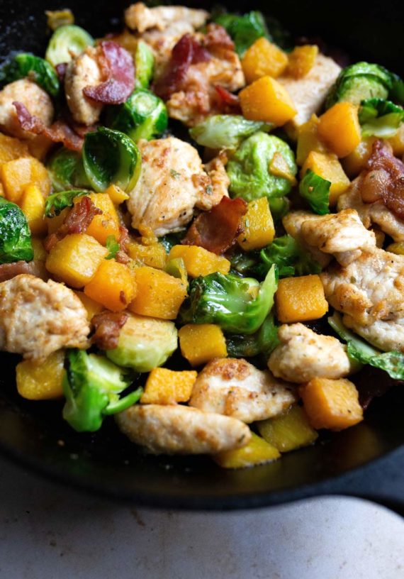 One Pan Chicken and Veggies with Bacon Recipe via Food by Mars (Whole30, Paleo)